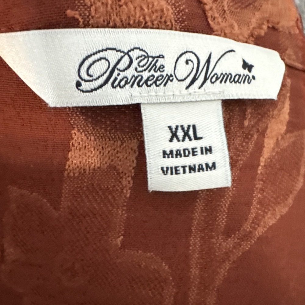 The Pioneer Woman NWT Burnt Orange Long Sleeve Button Front Sheer Tunic XXL - Picture 7 of 8